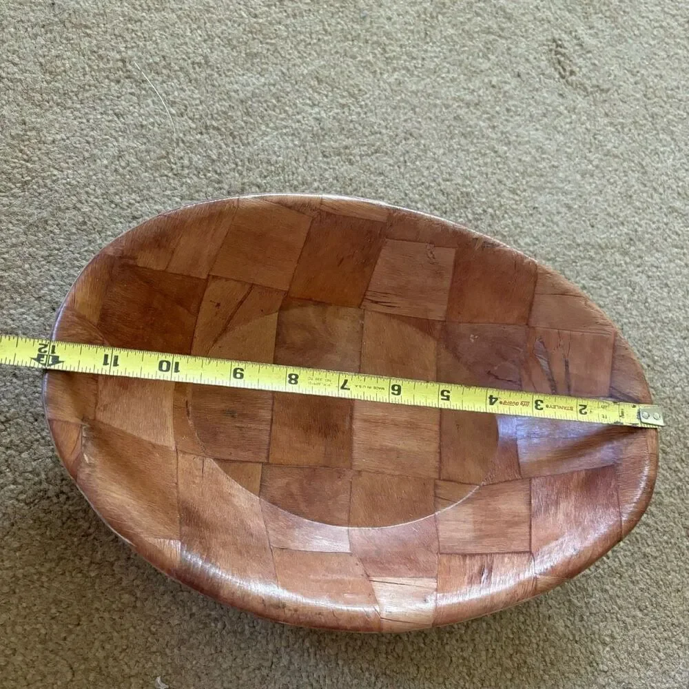 Vintage Weave Woven Wooden 12” x 8.5” Serving Bowl